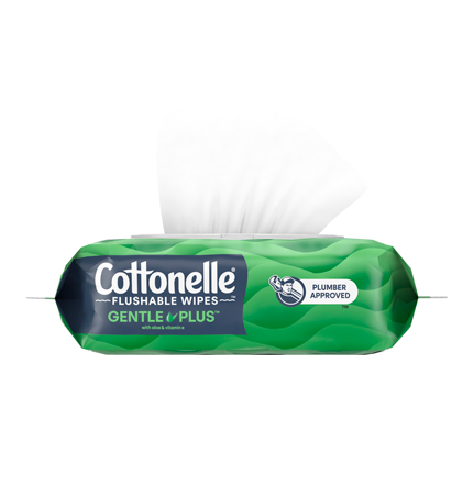 Cottonelle® GentlePlus® Flushable Wipes 84 pack.